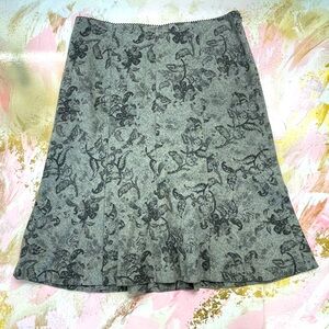 Ann Taylor gray floral wool blend a-line skirt 12